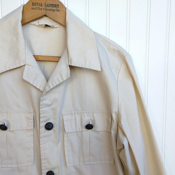 Vintage 70's Safari Explorer Jacket Top Size S M Khaki Warwick Long Sleeve - Picture 3 of 11